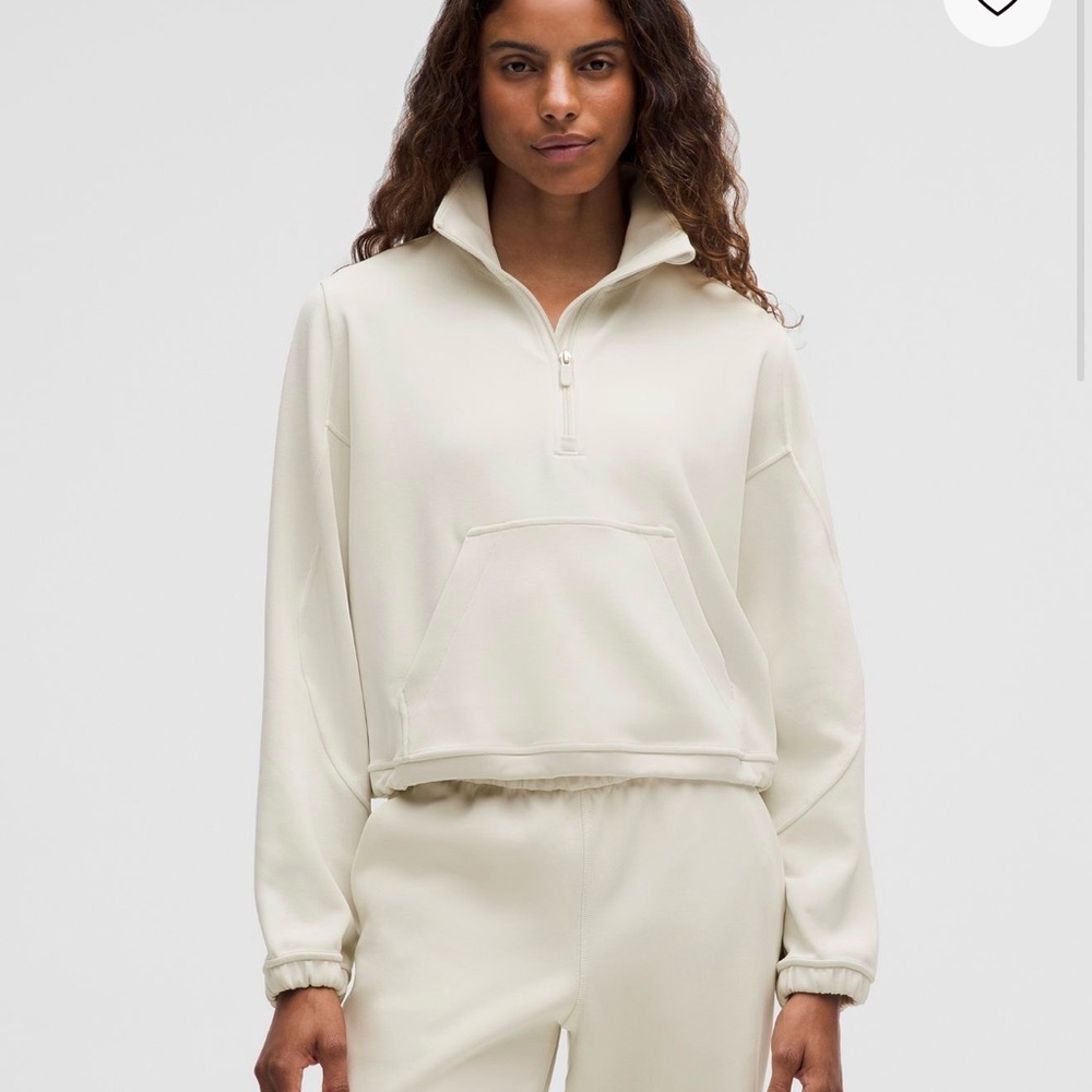 Lululemon Brushed Soft Streme Half zip funnel. Size 8 bone.